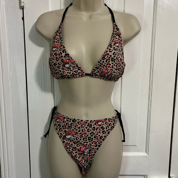 Buc-ee’s String Bikini Swimsuit Leopard Cheetah Print 2X Top XL Bottom K2 - Picture 1 of 4